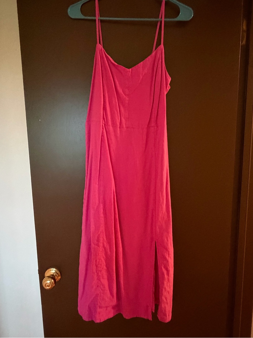 J. Crew Bright Pink Maxi Slip Dress with Side Slit
